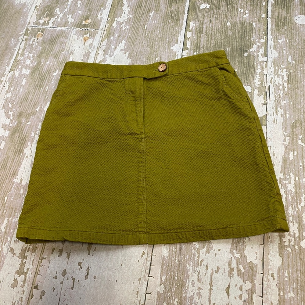 Vanessa Virginia Anthropologie Green Textured Mini Skirt Size 6